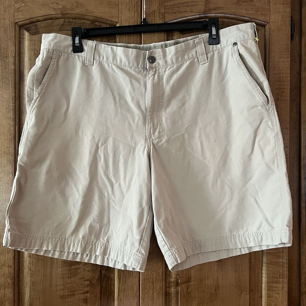 Columbia Shorts Mens Size 40 Tan Solid Zip Cotton Men 10"‎ Inseam